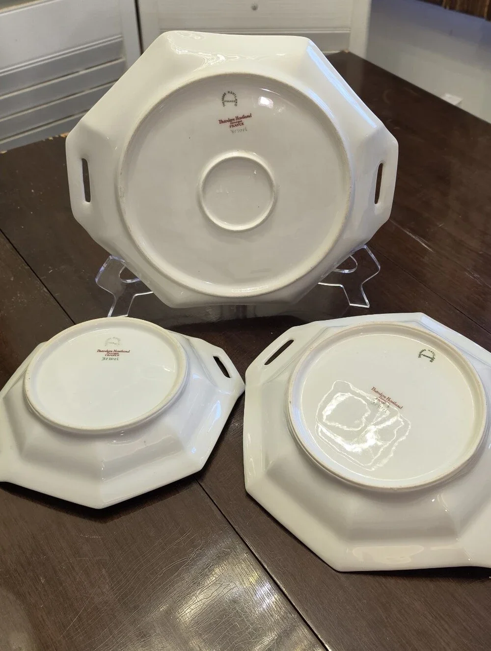 Theodore Haviland Limoges Jewel 3pc Serving Lot Octagonal Bowls & Platter 1920s